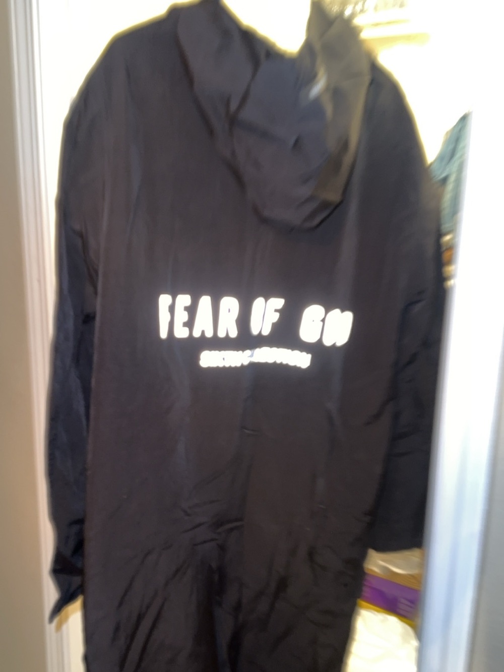 $1195 Fear of God "Sixth Collection" Oversized Nylon Hooded Raincoat Black SizeM